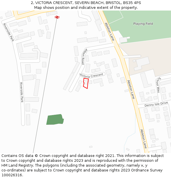 2, VICTORIA CRESCENT, SEVERN BEACH, BRISTOL, BS35 4PS: Location map and indicative extent of plot