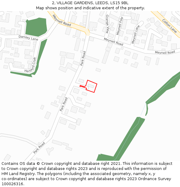 2, VILLAGE GARDENS, LEEDS, LS15 9BL: Location map and indicative extent of plot