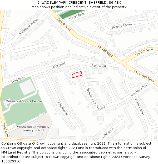 2, WADSLEY PARK CRESCENT, SHEFFIELD, S6 4BX: Location map and indicative extent of plot