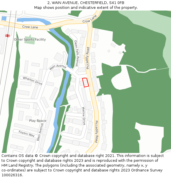 2, WAIN AVENUE, CHESTERFIELD, S41 0FB: Location map and indicative extent of plot