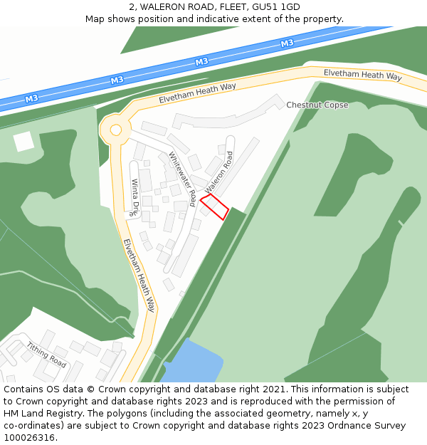 2, WALERON ROAD, FLEET, GU51 1GD: Location map and indicative extent of plot