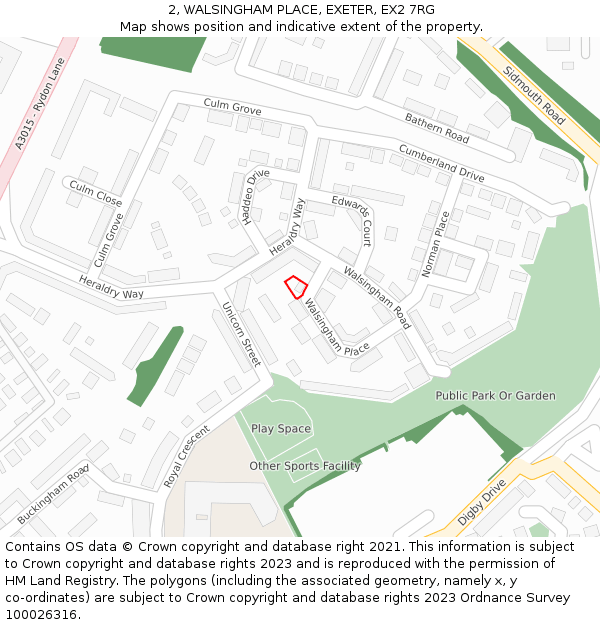 2, WALSINGHAM PLACE, EXETER, EX2 7RG: Location map and indicative extent of plot