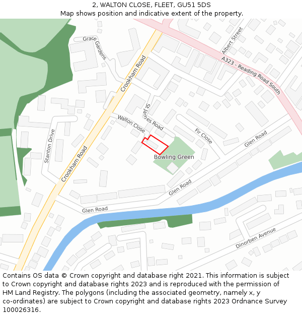 2, WALTON CLOSE, FLEET, GU51 5DS: Location map and indicative extent of plot