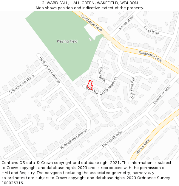 2, WARD FALL, HALL GREEN, WAKEFIELD, WF4 3QN: Location map and indicative extent of plot