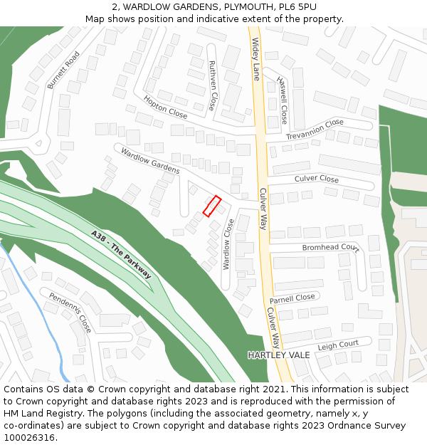 2, WARDLOW GARDENS, PLYMOUTH, PL6 5PU: Location map and indicative extent of plot