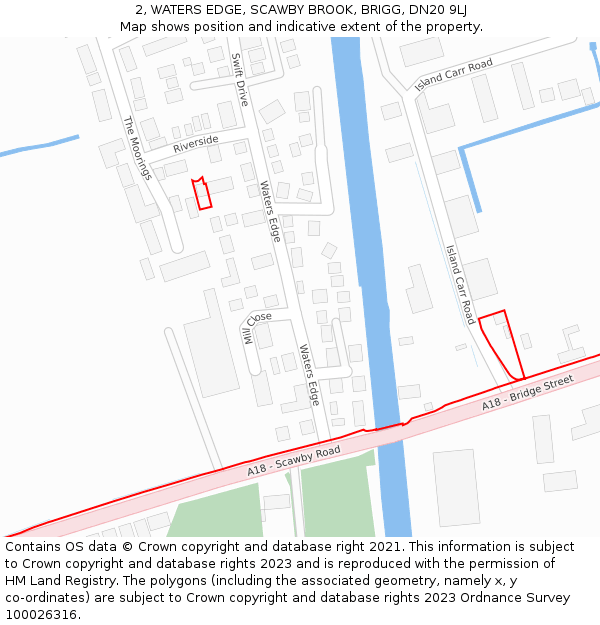 2, WATERS EDGE, SCAWBY BROOK, BRIGG, DN20 9LJ: Location map and indicative extent of plot
