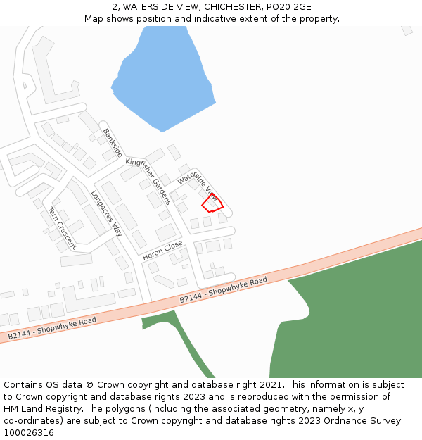 2, WATERSIDE VIEW, CHICHESTER, PO20 2GE: Location map and indicative extent of plot