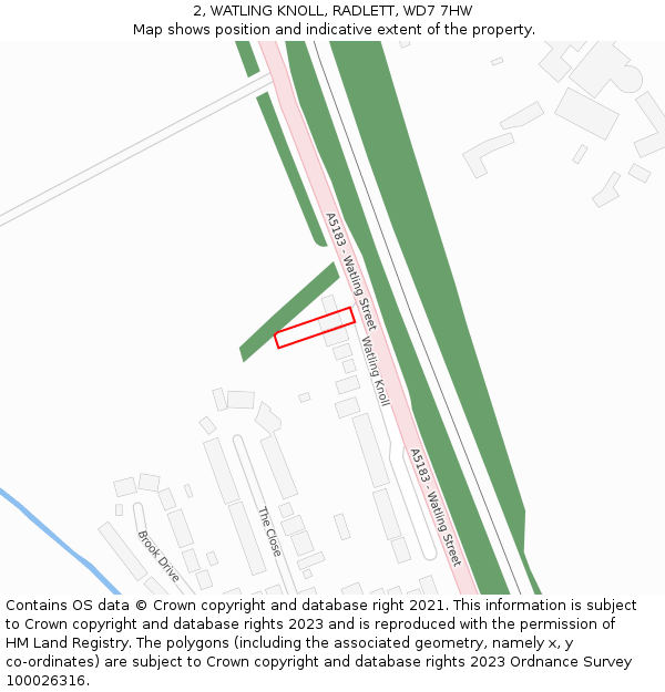 2, WATLING KNOLL, RADLETT, WD7 7HW: Location map and indicative extent of plot