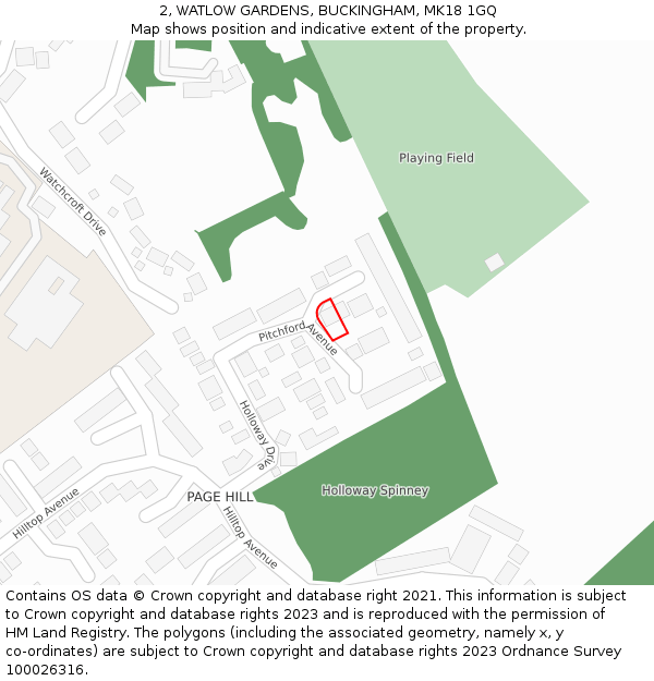 2, WATLOW GARDENS, BUCKINGHAM, MK18 1GQ: Location map and indicative extent of plot