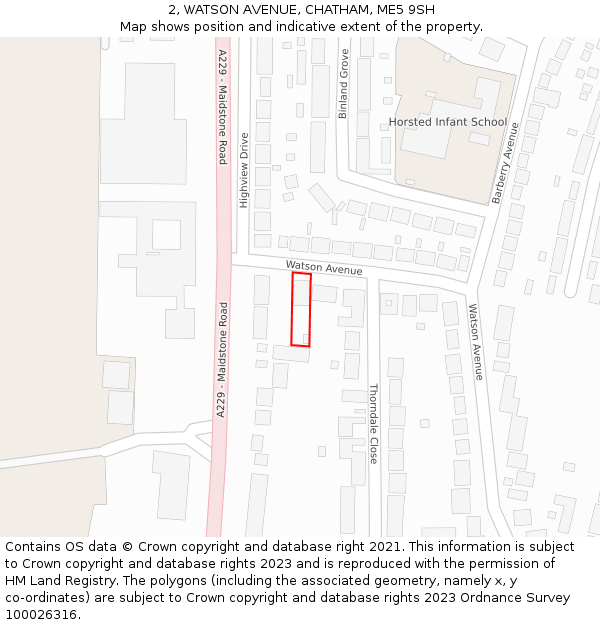 2, WATSON AVENUE, CHATHAM, ME5 9SH: Location map and indicative extent of plot