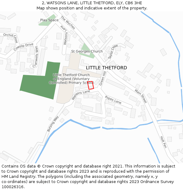 2, WATSONS LANE, LITTLE THETFORD, ELY, CB6 3HE: Location map and indicative extent of plot