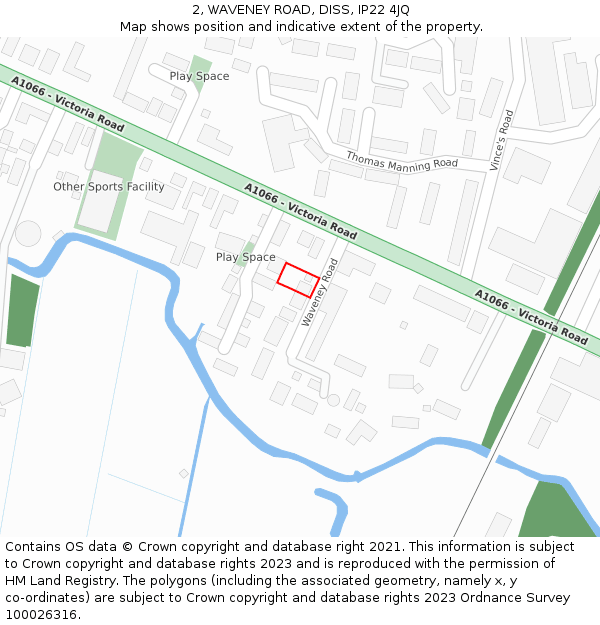 2, WAVENEY ROAD, DISS, IP22 4JQ: Location map and indicative extent of plot