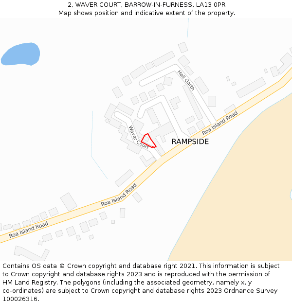 2, WAVER COURT, BARROW-IN-FURNESS, LA13 0PR: Location map and indicative extent of plot