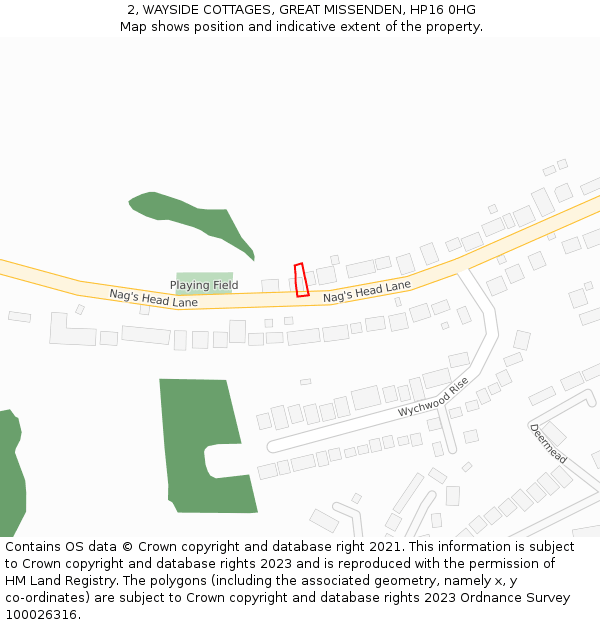 2, WAYSIDE COTTAGES, GREAT MISSENDEN, HP16 0HG: Location map and indicative extent of plot