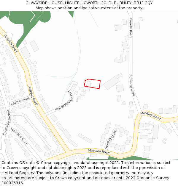 2, WAYSIDE HOUSE, HIGHER HOWORTH FOLD, BURNLEY, BB11 2QY: Location map and indicative extent of plot