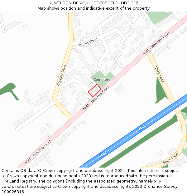 2, WELDON DRIVE, HUDDERSFIELD, HD3 3FZ: Location map and indicative extent of plot