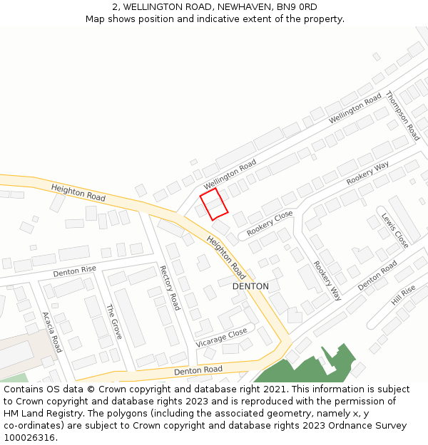 2, WELLINGTON ROAD, NEWHAVEN, BN9 0RD: Location map and indicative extent of plot