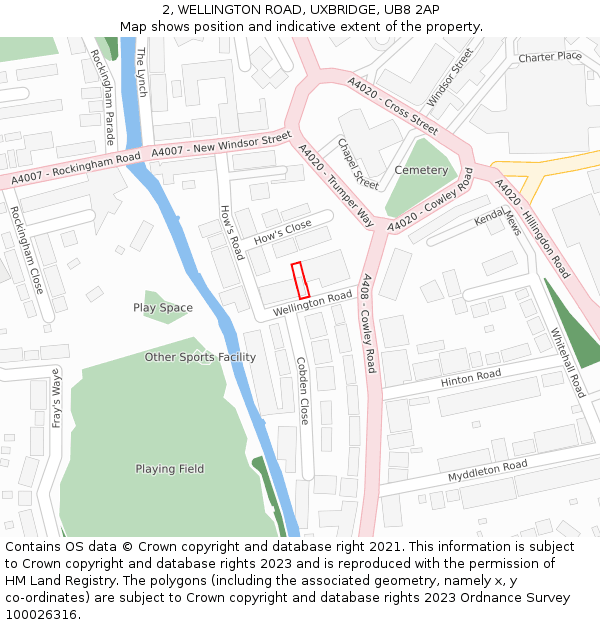 2, WELLINGTON ROAD, UXBRIDGE, UB8 2AP: Location map and indicative extent of plot