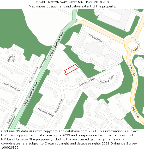 2, WELLINGTON WAY, WEST MALLING, ME19 4LD: Location map and indicative extent of plot