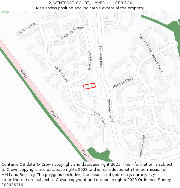 2, WENTFORD COURT, HAVERHILL, CB9 7GX: Location map and indicative extent of plot