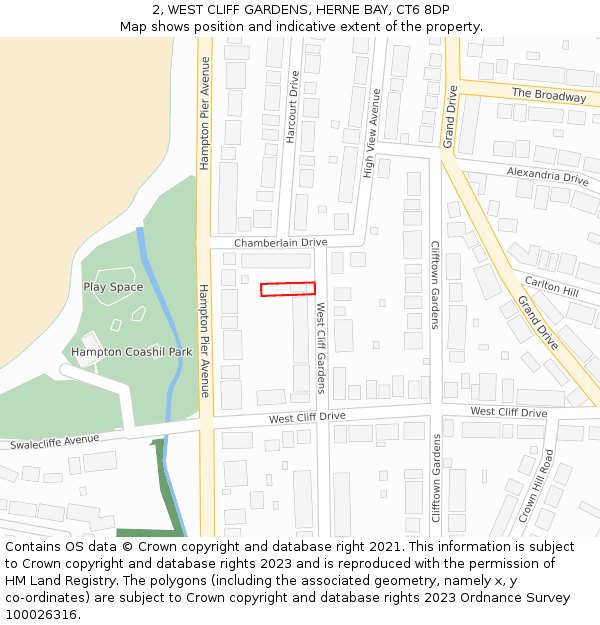 2, WEST CLIFF GARDENS, HERNE BAY, CT6 8DP: Location map and indicative extent of plot