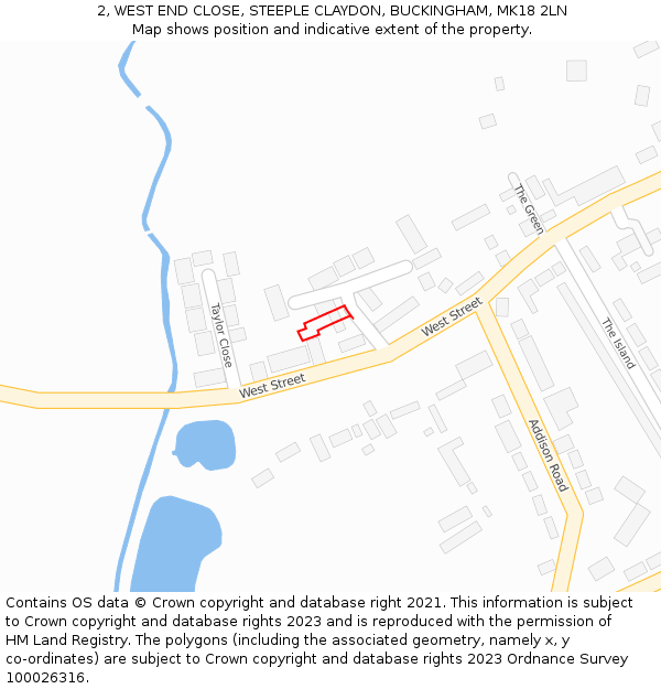 2, WEST END CLOSE, STEEPLE CLAYDON, BUCKINGHAM, MK18 2LN: Location map and indicative extent of plot