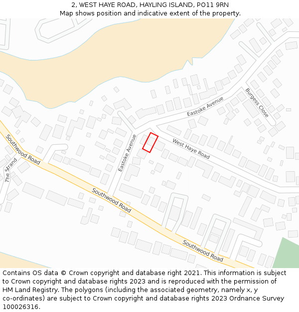 2, WEST HAYE ROAD, HAYLING ISLAND, PO11 9RN: Location map and indicative extent of plot
