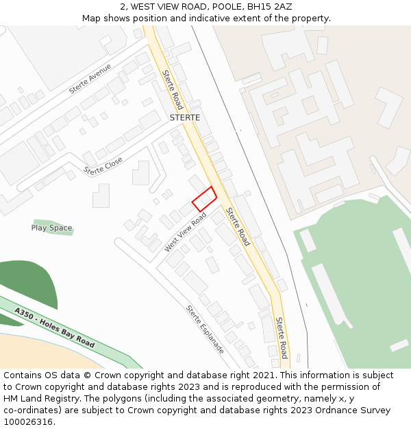 2, WEST VIEW ROAD, POOLE, BH15 2AZ: Location map and indicative extent of plot