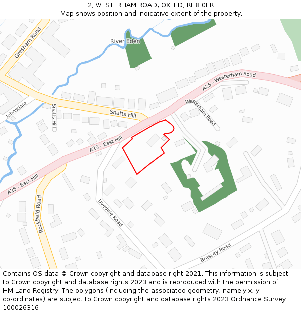 2, WESTERHAM ROAD, OXTED, RH8 0ER: Location map and indicative extent of plot