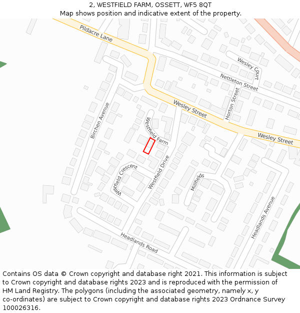 2, WESTFIELD FARM, OSSETT, WF5 8QT: Location map and indicative extent of plot