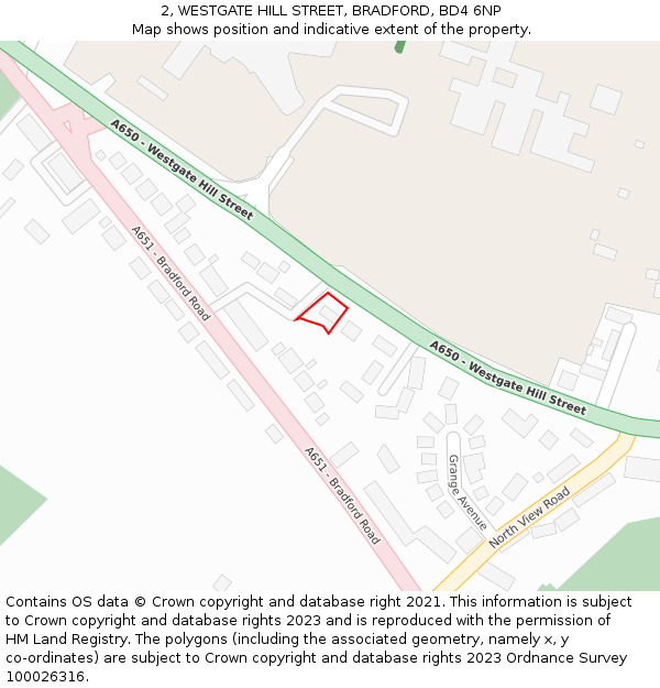2, WESTGATE HILL STREET, BRADFORD, BD4 6NP: Location map and indicative extent of plot