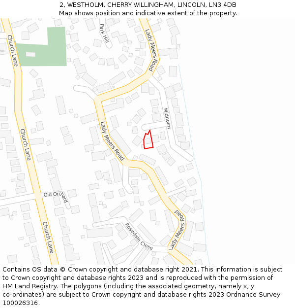 2, WESTHOLM, CHERRY WILLINGHAM, LINCOLN, LN3 4DB: Location map and indicative extent of plot