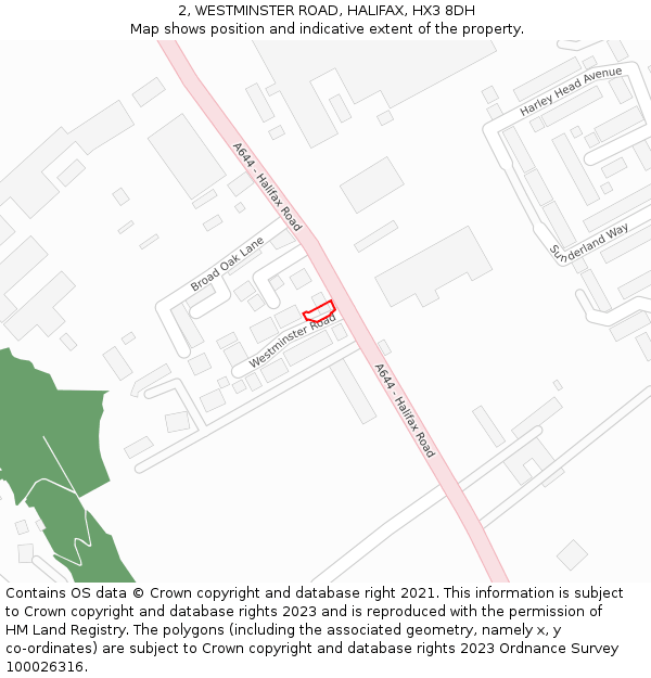 2, WESTMINSTER ROAD, HALIFAX, HX3 8DH: Location map and indicative extent of plot