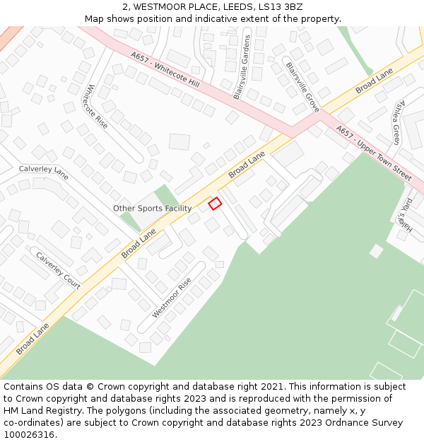 2, WESTMOOR PLACE, LEEDS, LS13 3BZ: Location map and indicative extent of plot