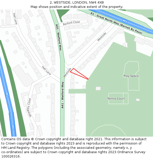2, WESTSIDE, LONDON, NW4 4XB: Location map and indicative extent of plot