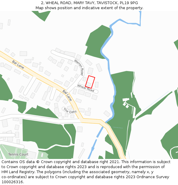 2, WHEAL ROAD, MARY TAVY, TAVISTOCK, PL19 9PG: Location map and indicative extent of plot