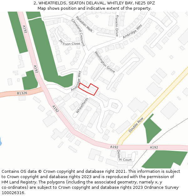 2, WHEATFIELDS, SEATON DELAVAL, WHITLEY BAY, NE25 0PZ: Location map and indicative extent of plot