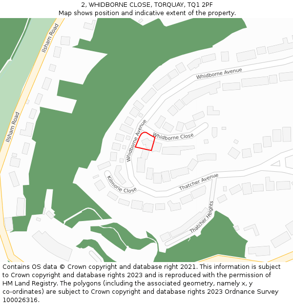 2, WHIDBORNE CLOSE, TORQUAY, TQ1 2PF: Location map and indicative extent of plot