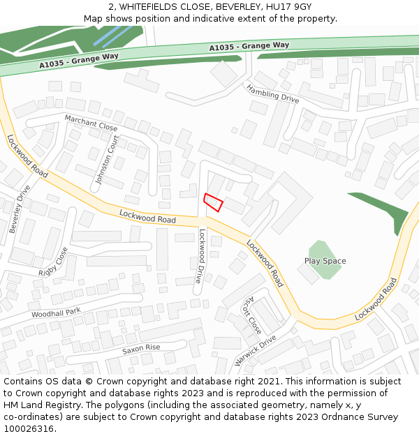 2, WHITEFIELDS CLOSE, BEVERLEY, HU17 9GY: Location map and indicative extent of plot