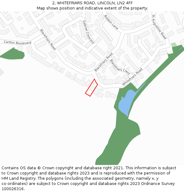 2, WHITEFRIARS ROAD, LINCOLN, LN2 4FF: Location map and indicative extent of plot