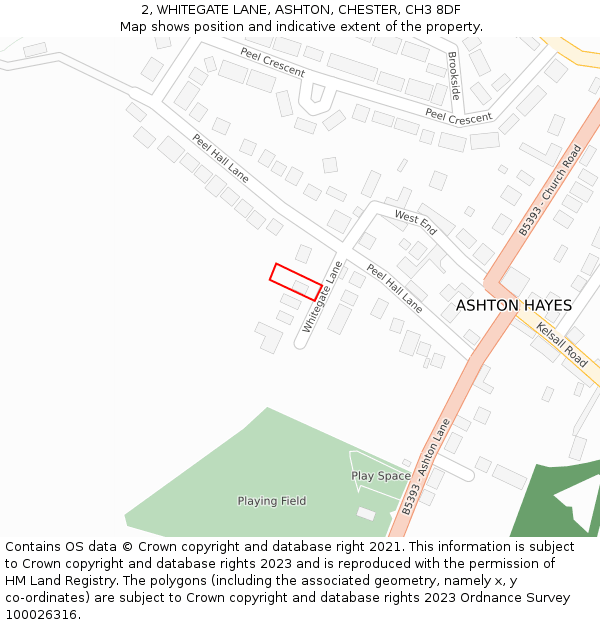 2, WHITEGATE LANE, ASHTON, CHESTER, CH3 8DF: Location map and indicative extent of plot