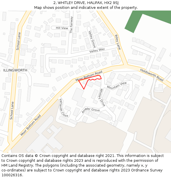 2, WHITLEY DRIVE, HALIFAX, HX2 9SJ: Location map and indicative extent of plot