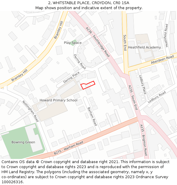 2, WHITSTABLE PLACE, CROYDON, CR0 1SA: Location map and indicative extent of plot
