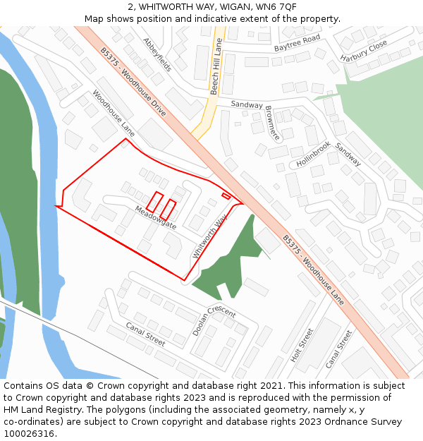 2, WHITWORTH WAY, WIGAN, WN6 7QF: Location map and indicative extent of plot
