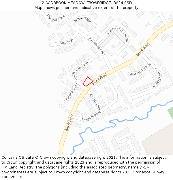 2, WIDBROOK MEADOW, TROWBRIDGE, BA14 9SD: Location map and indicative extent of plot