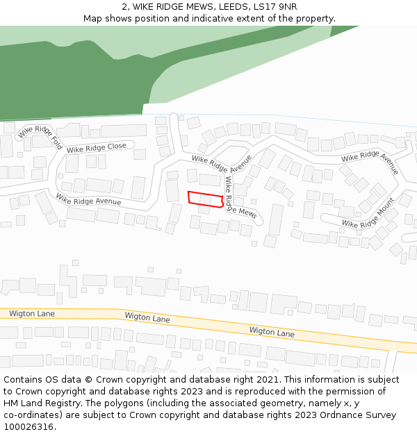 2, WIKE RIDGE MEWS, LEEDS, LS17 9NR: Location map and indicative extent of plot