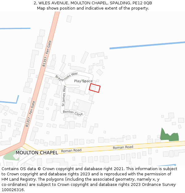 2, WILES AVENUE, MOULTON CHAPEL, SPALDING, PE12 0QB: Location map and indicative extent of plot
