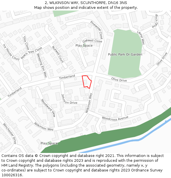 2, WILKINSON WAY, SCUNTHORPE, DN16 3NS: Location map and indicative extent of plot