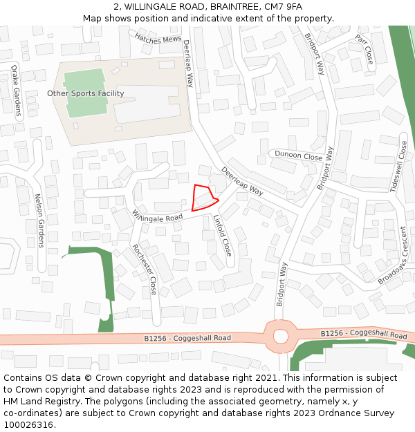 2, WILLINGALE ROAD, BRAINTREE, CM7 9FA: Location map and indicative extent of plot