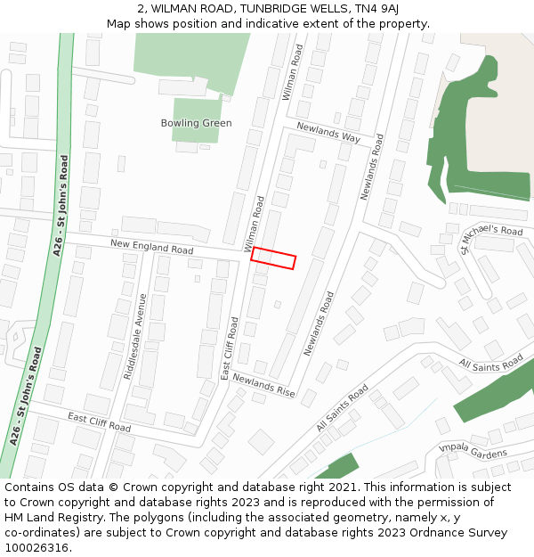 2, WILMAN ROAD, TUNBRIDGE WELLS, TN4 9AJ: Location map and indicative extent of plot